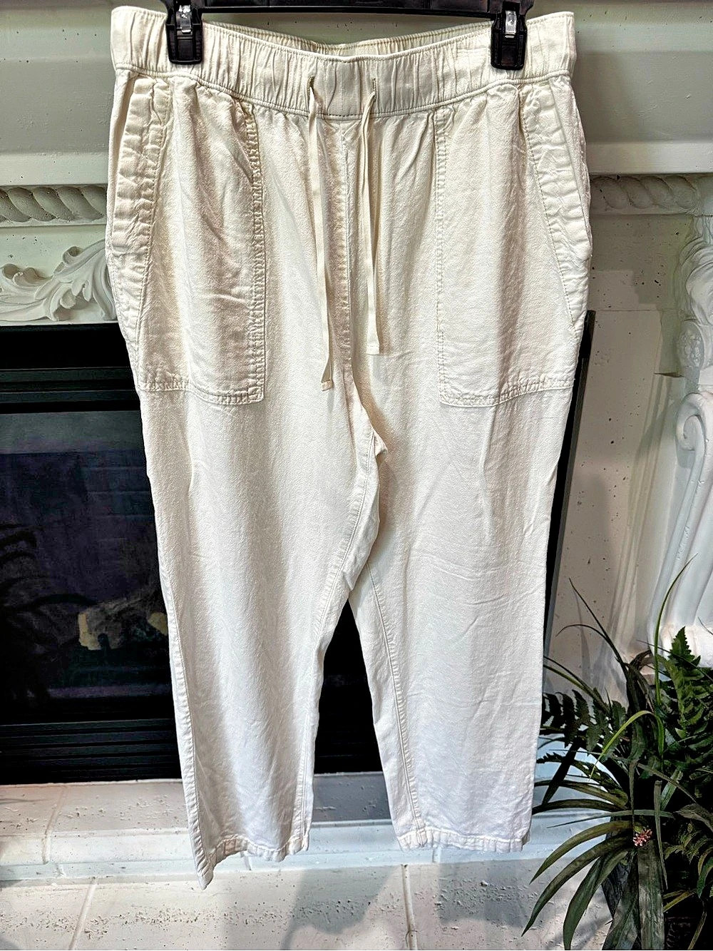 PILCRO Linen Drawstring Pants